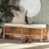 bali & pari Materra Rattan Bench White/Light Honey: Upholstered Polyester, No Assembly, Spot Clean - 2 of 4
