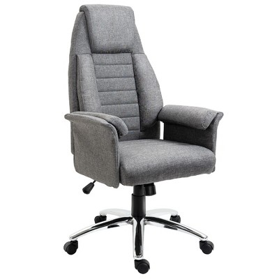 HOMCOM High Back Fabric Executive Chair with Padded Armrests, Ergonomic Home Office Chair with Headrest, Adjustable Height