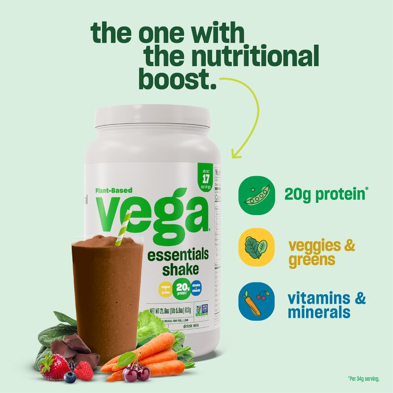 Vega Essentials Plant Based Vegan Protein Powder Shake - Vanilla - 21.9oz, 6 of 8