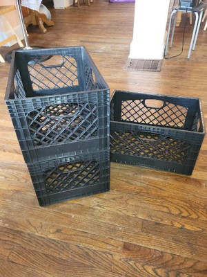 Juggernaut Storage 24 qt. Stackable Storage Crate with Handles in Black  (3-Pack) RMK24QT-3PKBLA - The Home Depot