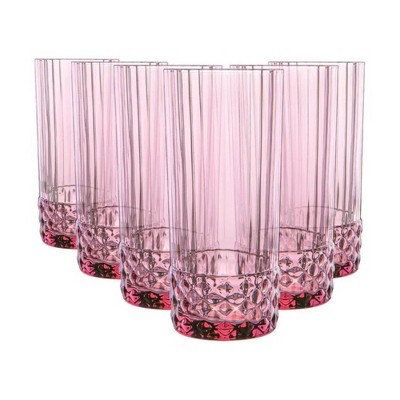 Bormioli Rocco America '20s 16.25 oz Cooler Glass, Set of 6 - Lilac Rose