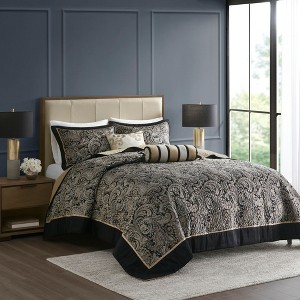 NicBex 5 Pcs Classic Jacquard Comforter Set Cozy Bedding Set, Bedspread Set with Throw Pillows, 1 Bedspread, Pillows, Machine Washable - 1 of 4