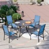 EROMMY 5 Piece Patio Dining Set, Outdoor Dining Table And Chairs Set For 4, 4 Textilene Chairs, 1 Iron Round Table With Adjustable Umbrella Hole - 3 of 4