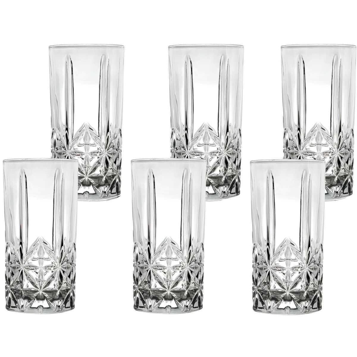 12 Ounce Tall Drinking Glass-Textured Cut Glass, Set of 6