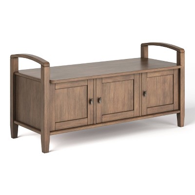 Wyndenhall halifax solid wood 48 inch deals wide transitional entryway storage bench