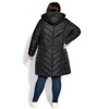 Avenue Women's Plus Size Chevron Faux Fur Hood Long Puffer Coat - 3 of 4