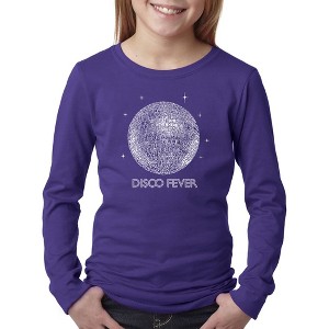 LA Pop Art Girl's Word Art Long Sleeve - Disco Ball - 1 of 4