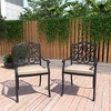CLIHOME Cast Aluminum Patio Vintage Carved Dining Chairs with Sofa Cushions (Set of 4) - 2 of 4
