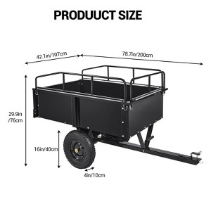 Heavy Duty Steel Dump Cart, 15 Cubic Feet Garden Utility Trailer with Removable Sides,Hand Pull or Foot Pedal Dump Cart - 1 of 4