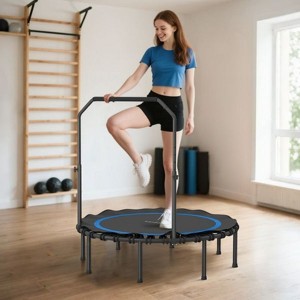 NAYSAYE 48" Mini Rebounder Trampoline with Bar, 330LBS Fitness , Adjustable Handle Whole-Body Workout, Relaxation at Home, Blue, 48"*48"*50.8" - 1 of 4