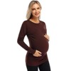 Coolmee Maternity Shirt Long Sleeve Basic Top Ruch Sides Bodycon Tshirt for Pregnant Women with Button - 4 of 4