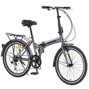 VAPTMY 24" Folding City Bike,7-Speed Steel Frame Commuter,Compact Foldable Design for Easy Storage & Transport,Gray - 1 of 4