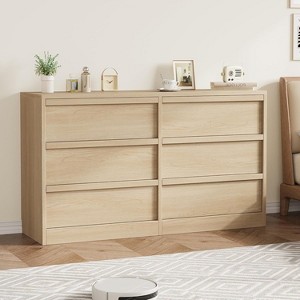 6 Drawer Dresser for Bedroom, Wooden Double Dresser Organizer with Storage Freestanding, Modern Chest of Drawers for Bedroom, Living Room - 1 of 4