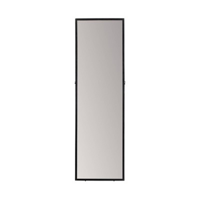 Brewster Carmen Black Rectangular Linear Mirror: Modern Floor Mirror, 60x18, Metal Frame, Freestanding