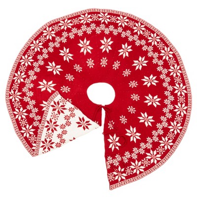 56-Inch Red and White Knit Reversible Christmas Tree Skirt