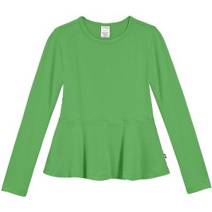 City Threads USA-Made Girls Soft Cotton Long Sleeve Peplum Tee - 1 of 4