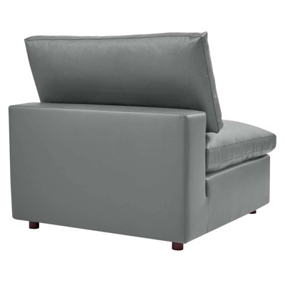 Luxurious Gray Faux Leather 5-Piece Sectional with Ottoman