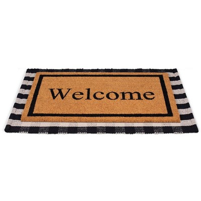 BIRDROCK HOME Layered Welcome Mats - Standard Welcome Mat - Natural Fade -  Vinyl Backed - Outdoor - Front Door Entryway Mats (30 x 42-Layered, Welcome