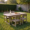 Modern 5 PCS Outdoor Dining Set, Rectangular Dining Table with Umbrella Hole, Dining Armless Chair with HDPE Frame-Coolbibila - 3 of 4