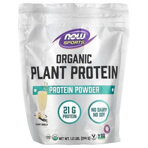 NOW Foods Sports, Organic Plant Protein Powder, Creamy Vanilla, 1.2 lbs (544 g) - 1 of 2