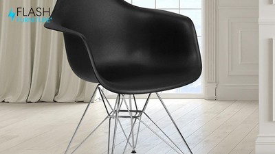 Alonza White Polypropylene Chair with Chrome Geometric Base