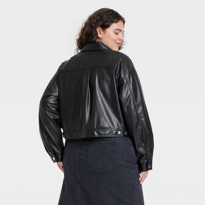 Universal Thread Women's Faux Leather Moto Jacket - Universal Thread™ Black 3X — фото 2