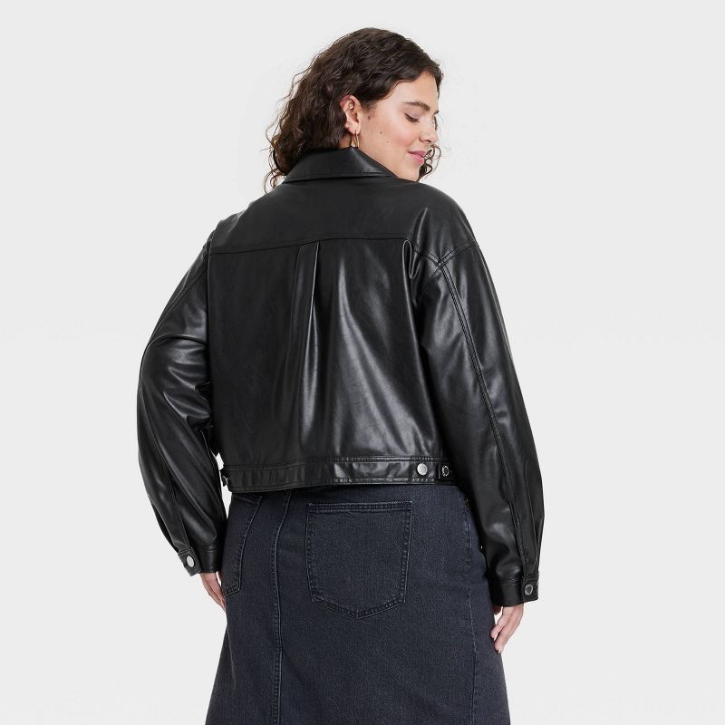 Women's Faux Leather Moto Jacket - Universal Thread™ Black, 3 of 7