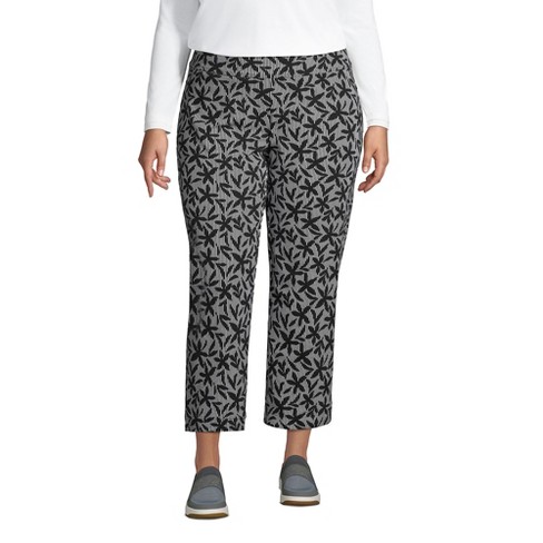 Lands' End Women's Petite Starfish Mid Rise Elastic Waist Pull On Crop Pants  - Small - Black : Target