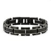 Black Bow Jewelry 15mm Black Plated Stainless Steel & Carbon Fiber Link Bracelet, 8.5 In - 3 of 4