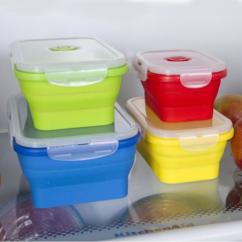 Kitchen + Home Thin Bins Collapsible Containers - Set of Silicone Food Storage Containers, 4 of 7