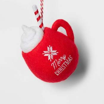 Felt 'Merry Christmas' Hot Cocoa Mug Christmas Tree Ornament Red - Wondershop™