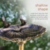 Alpine 13 Inches Diameter by 30 Inches Tall Outdoor Vintage Plastic Bird Bath with 2 Bird Figurines Yard Statue for Outdoor Settings, Bronze - 4 of 4