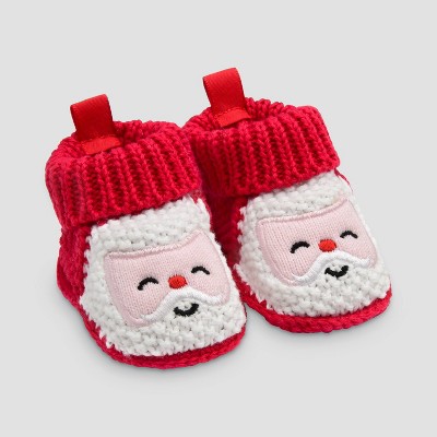 Image of Carter's Just One You® Baby Santa Face Knitted Christmas Slippers