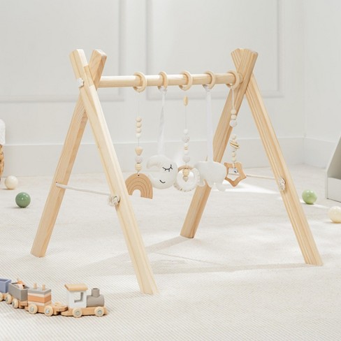 Wooden Baby Play Gym Set, Interactive Activity Center Hanging Bar with Gym Toys By Comfy Cubs - image 1 of 4