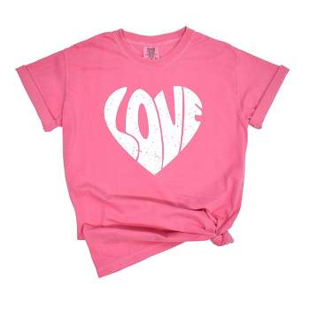 Simply Sage Market Women's Love Heart Distressed Short Sleeve Garment Dyed Tee