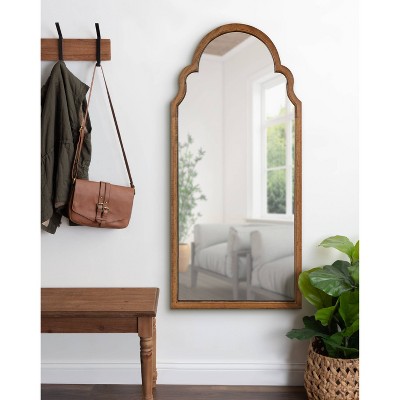Hogan Rustic Brown Poplar Wood Arched Vanity Mirror 24x48