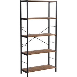 eHemco 5 Tier Bookshelf, Modern Rustic Bookcase Shelf, Book Rack, Free Standing Shelf, Storage Rack for Home Office, Living Room, Kitchen, 64 Inches - 1 of 4
