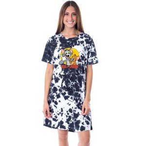 Tom And Jerry Womens' Cartoon Character Nightgown Sleep Pajama Shirt Multicolored - 1 of 3