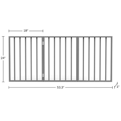 Gray Metal Freestanding 3-Panel Folding Pet Gate