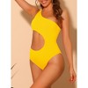 Elerevyo Women's One Shoulder Monokini Asymmetric Waist Cutout Solid Swimwear Bathing Suit 1 Pc - 2 of 4