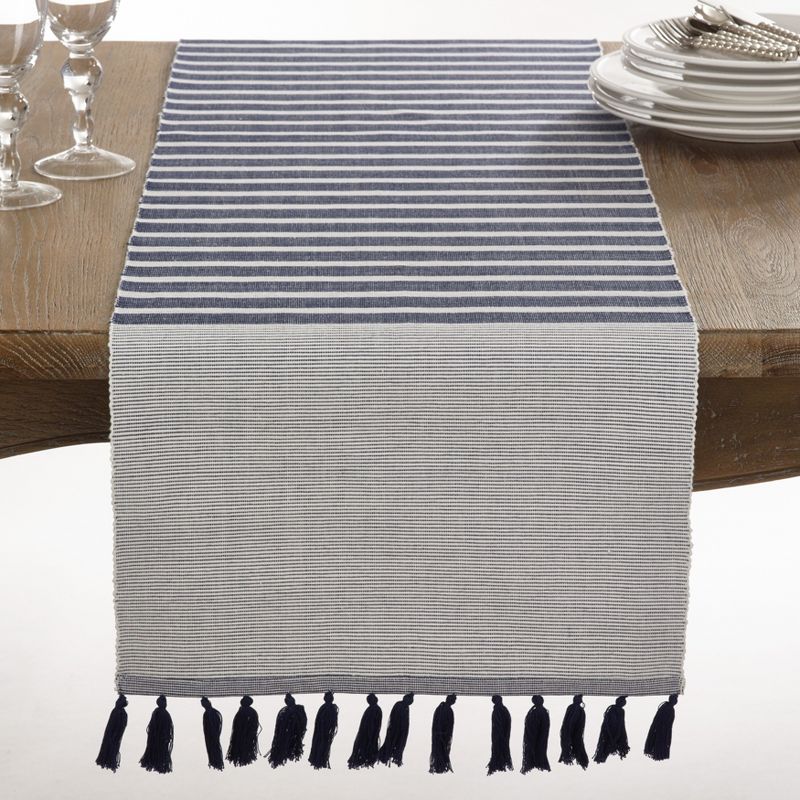 Saro Lifestyle Cotton Table Runner With Ribbed Tassel Design, 2 of 6