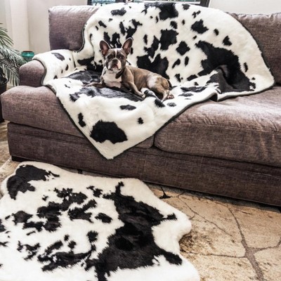 King Size Black and White Faux Fur Pet Blanket