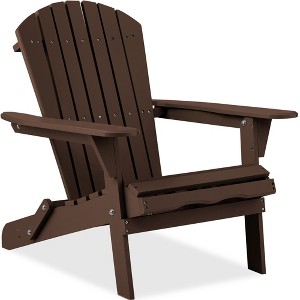 Best Choice Products Folding Adirondack Chair Outdoor, Wooden Accent Yard Furniture w/ 350lb Capacity - 1 of 4