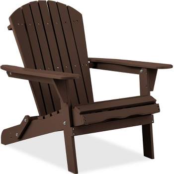 Best Choice Products Folding Adirondack Chair Outdoor, Wooden Accent Lounge Furniture w/ 350lb Capacity