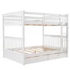 TiramisuBest Full Over Full Bunk Bed with Ladders and 2 Storage Drawers, Convertible Wooden Bed Frame, White - 3 of 4