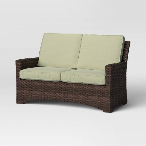 Halsted Wicker Patio Loveseat Sage, Outdoor Loveseat Clearance