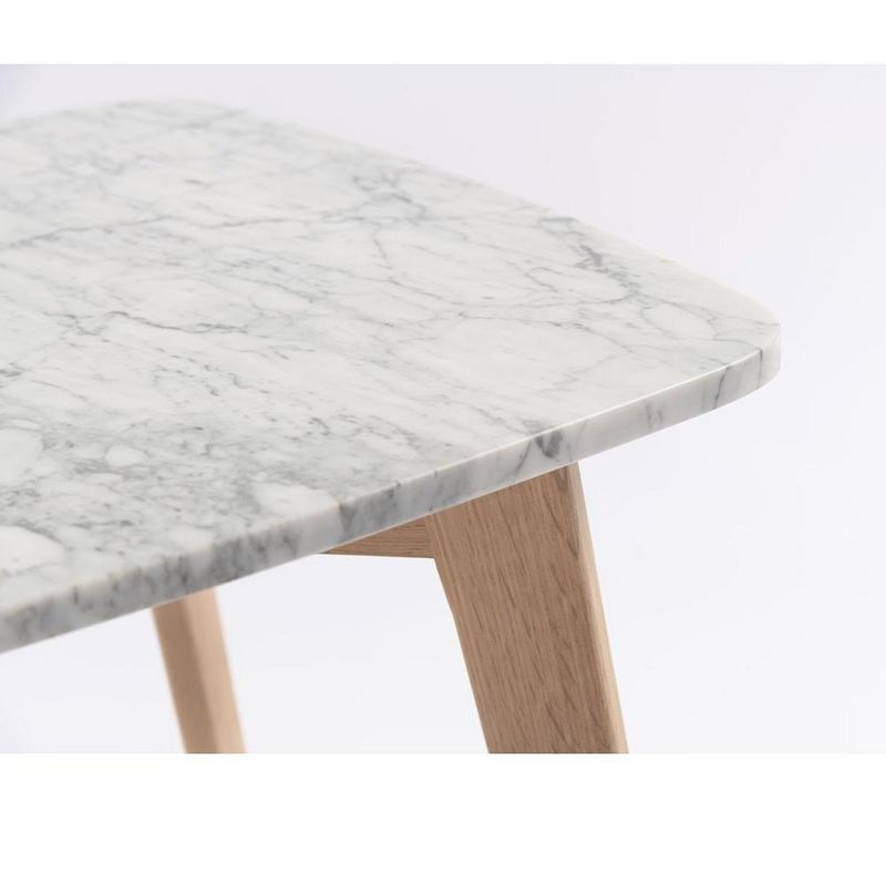 The Bianco Collection Gavia 19.5" Square Italian Carrara White Marble Side Table, 4 of 12