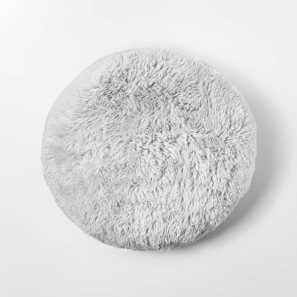 Photos - Pillow Faux Fur Floor Kids'  Gray - fort™