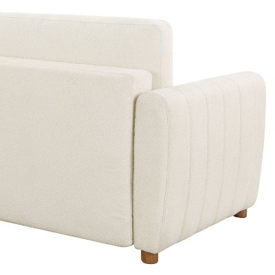 Ivory Boucle Tufted Queen Convertible Sleeper Sofa