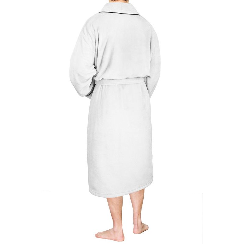 PAVILIA Mens Soft Robe, Plush Warm Bathrobe for Men, Long Spa Fleece Flannel with Shawl Collar, Pockets, Trim Piping, 2 of 8
